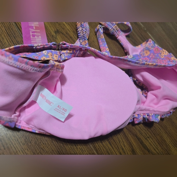 NEW Ninety Pink and Purple Floral Bikini XL TOP AND M BOTTOM - Picture 5 of 8